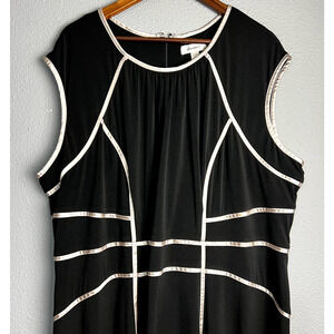 Dressbarn Black Champagne Sleeveless Dress Size 22 Sheath Knee Length Whimsigoth